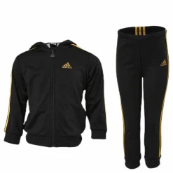 adidas Shiny Hooded Jogger Set Infant Black/Gold Svart Clearance