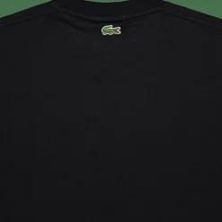 Lacoste Signature Print Cotton T-shirt Black Discount