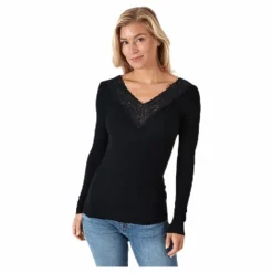 Pieces Siri Ls Top Black Svart Hot