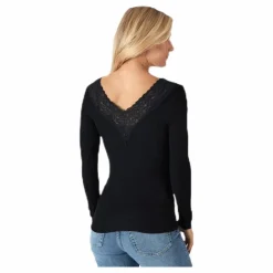 Pieces Siri Ls Top Black Svart Hot