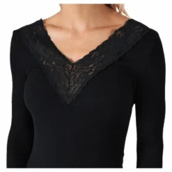 Pieces Siri Ls Top Black Svart Hot