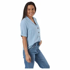 Sky S/S Shirt Solid Wvn Blue*Only Online
