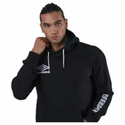 Umbro Sleeve Print Hoodie Black Svart New