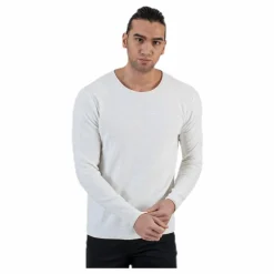 Jack & Jones Slub Knit Crew Neck Sts White Vit Discount