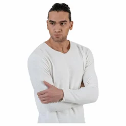 Jack & Jones Slub Knit Crew Neck Sts White Vit Discount
