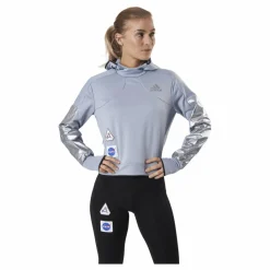 adidas Space Race Hoodie Women Halo Silver Grå