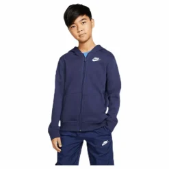 Nike Sportswear Club Big Kids' Full-Zip Hoodie MIDNIGHT NAVY/MIDNIGHT NAVY/WHITE Blå Discount