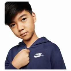 Nike Sportswear Club Big Kids' Full-Zip Hoodie MIDNIGHT NAVY/MIDNIGHT NAVY/WHITE Blå Discount