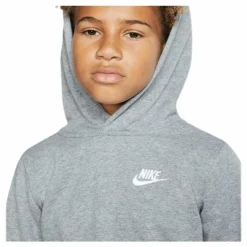 Sportswear Club Big Kids' Pullover Hoodie CARBON HEATHER/WHITE*Nike Sale