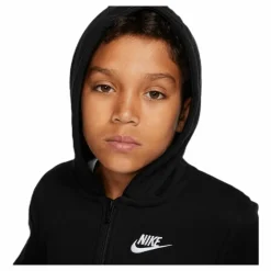 Sportswear Club Big Kids' Full-Zip Hoodie BLACK/BLACK/WHITE*Nike Discount