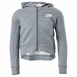 Nike Sportswear Club Fleece Big Kids' (Girls') Full-Zip Hoodie CARBON HEATHER/WHITE Grå Sale