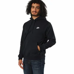 Nike Sportswear Club Fleece Pullover Hoodie BLACK/BLACK/WHITE Svart Online