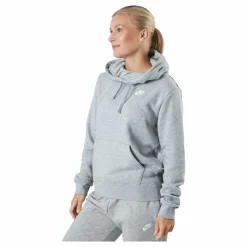 Sportswear Club Fleece Women's Funnel Hoodie DK GREY HEATHER/WHITE*Nike Clearance