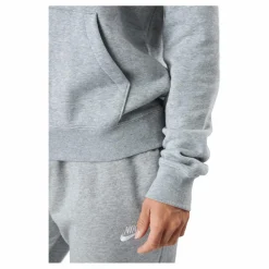 Sportswear Club Fleece Women's Logo Pullover Hoodie DK GREY HEATHER/WHITE*Nike Outlet