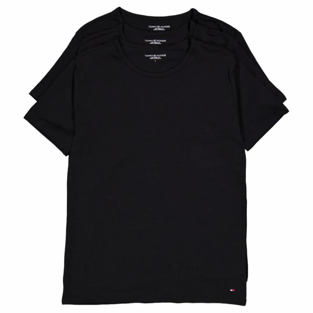 Tommy Hilfiger Stretch Cn Tee Ss 3pack Black/black/black Svart Best