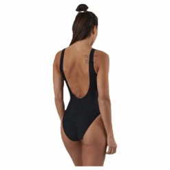 Speedo Stripe Logo Deep U-Back 1 Pcs White/Black Vit och Svart Best