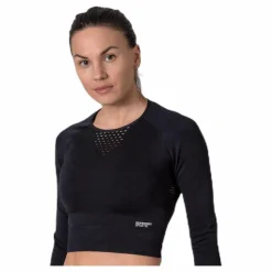 Superdry Studio Seamless Long Sleeve Black Svart Best
