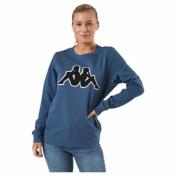 Kappa Sweat RN, Logo Airivit Blue/Black Blå Discount