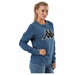 Kappa Sweat RN, Logo Airivit Blue/Black Blå Discount
