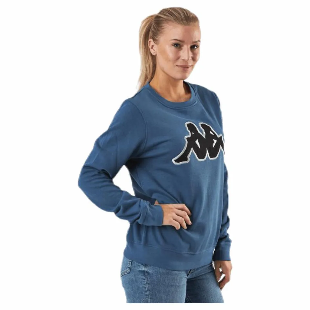 Kappa Sweat RN, Logo Airivit Blue/Black Blå Discount