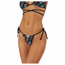 Puma Swim Women Side Tie Tanga Stri Black Combo Flerfärgad Sale