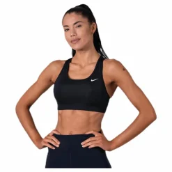 Swoosh Women's Medium-Support Non-Padded Sports Bra BLACK/WHITE/WHITE*Nike Clearance