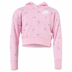 Nike Swooshfetti Crop Hoodie Junior Pink/Blue Rosa Best