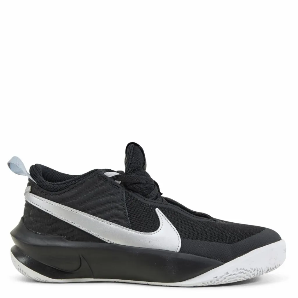 Nike Team Hustle D 10 Big Kids' Basketball Shoes BLACK/METALLIC SILVER-VOLT-WHITE Svart Discount
