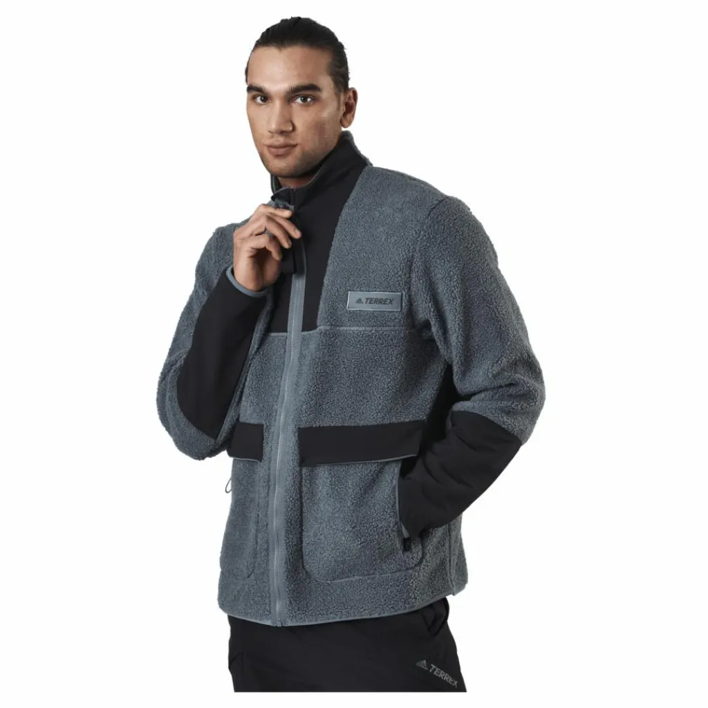 adidas Terrex Sherpa Fullzip Fleece Blue Oxide / Black Grå New