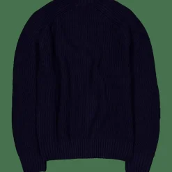 Lacoste Thick Carded Wool Crew Neck Sw Navy Blue Hot