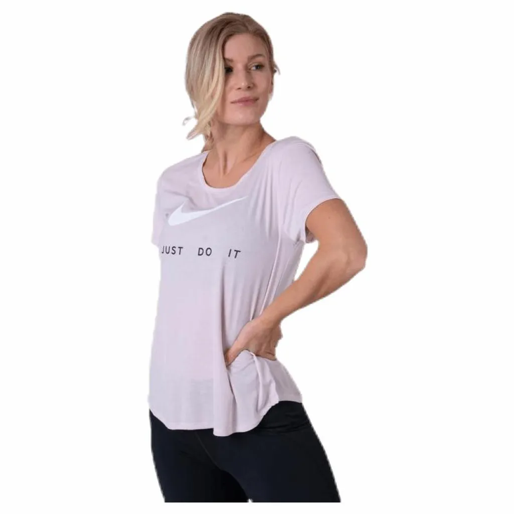 Nike Top SS Swoosh Run Pink/White Lila Sale