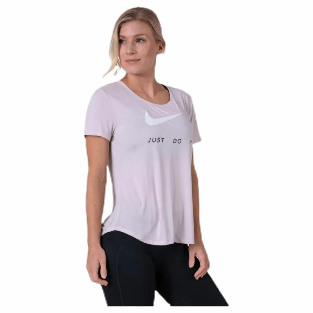 Nike Top SS Swoosh Run Pink/White Lila Sale