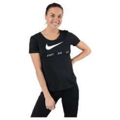 Nike Top SS Swoosh Run White/Black Svart