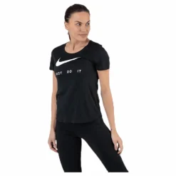 Nike Top SS Swoosh Run White/Black Svart