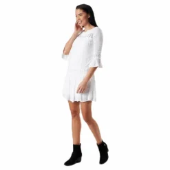 Tyra 3/4 Flare Short Dress Wvn White*Only Online