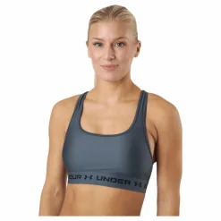 Under Armour Ua Crossback Mid Bra Pitch Gray Blå New