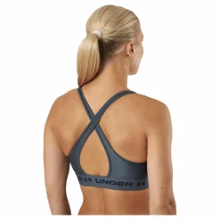 Under Armour Ua Crossback Mid Bra Pitch Gray Blå New