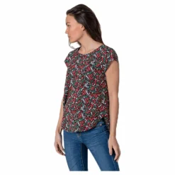 Vic Ss Aop Top Wvn Black*Only Online