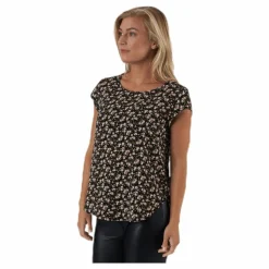 Only Vic Ss Aop Top Wvn Black Svart Discount