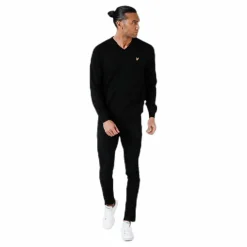 Lyle & Scott V-Neck Pullover Black Svart Outlet