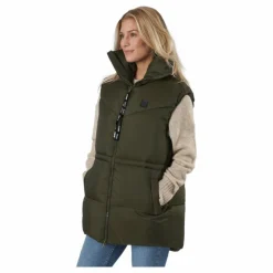 Svea W. Generous Hip Length Vest Dark Army Grön