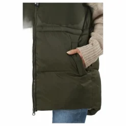 Svea W. Generous Hip Length Vest Dark Army Grön