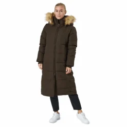 Svea W. Long Slim Padded Parka Brownie Bit Brun New