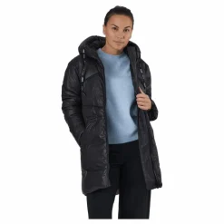 Svea W. Mid Length Shiny Jacket Black Svart Sale