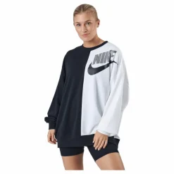 Nike W Nsw Ft Flc Oos Crew Dnc Black/white Svart och Vit Online