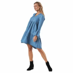 Pieces Why Abby 3/4 Lyocell Dress-Bi Blue Blå Clearance