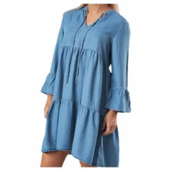 Pieces Why Abby 3/4 Lyocell Dress-Bi Blue Blå Clearance