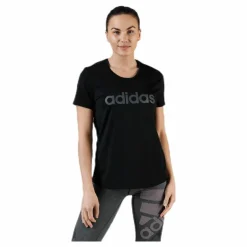 adidas Women D2M Logo T-Shirt Black / Grey Six Svart Online