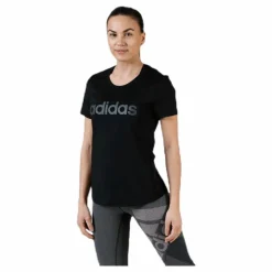 adidas Women D2M Logo T-Shirt Black / Grey Six Svart Online
