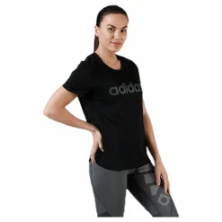 adidas Women D2M Logo T-Shirt Black / Grey Six Svart Online